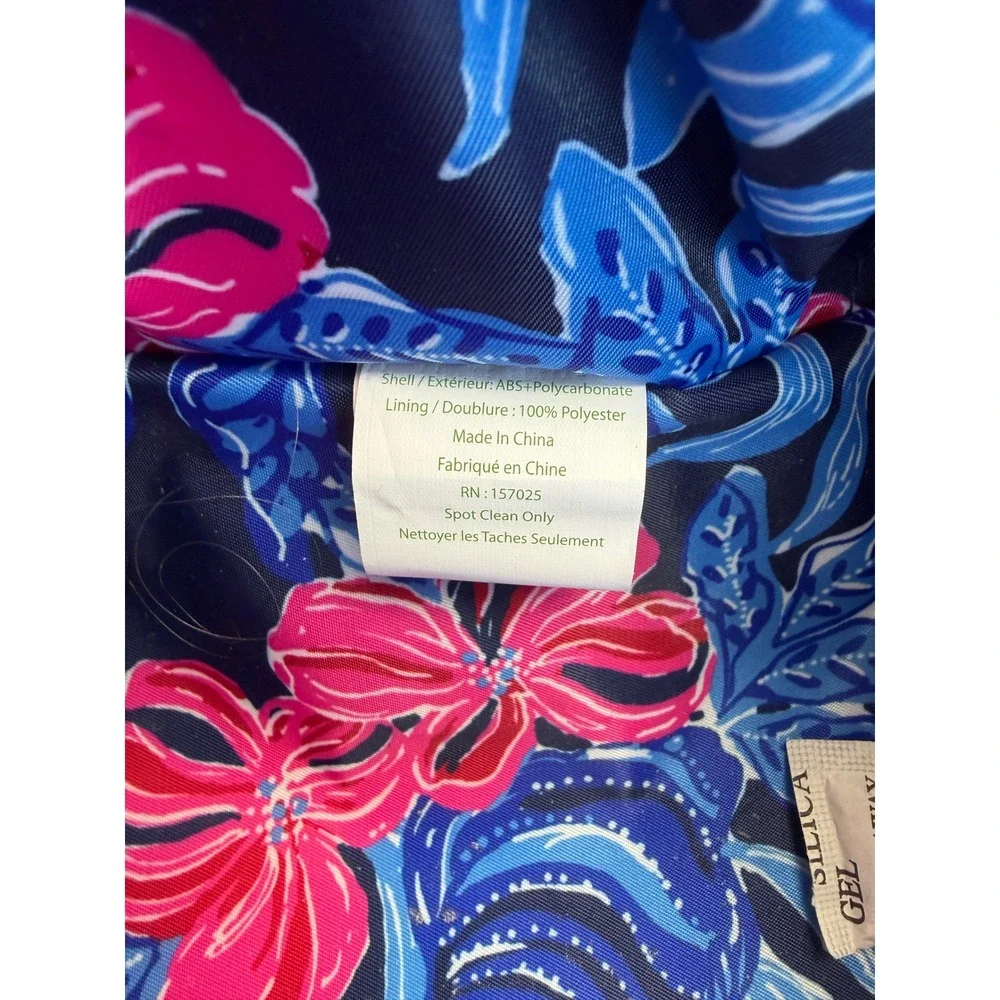 Lilly Pulitzer Hard Shell Train Case Navy Pink Floral Vanity Travel Makeup Bag